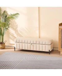 Velvet Upholstered Storage Bench with Flip Top Hidden Compartment for Bedroom, Living Room, Entryway or Window Seat-The Pop Home