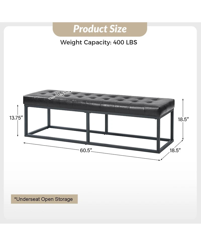 Amalia Mid-century Modern Bench with Button-tufted