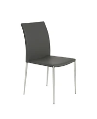 Set of 2 Faux Leather Steel Stacking Chairs for Dining Room or Office Seating