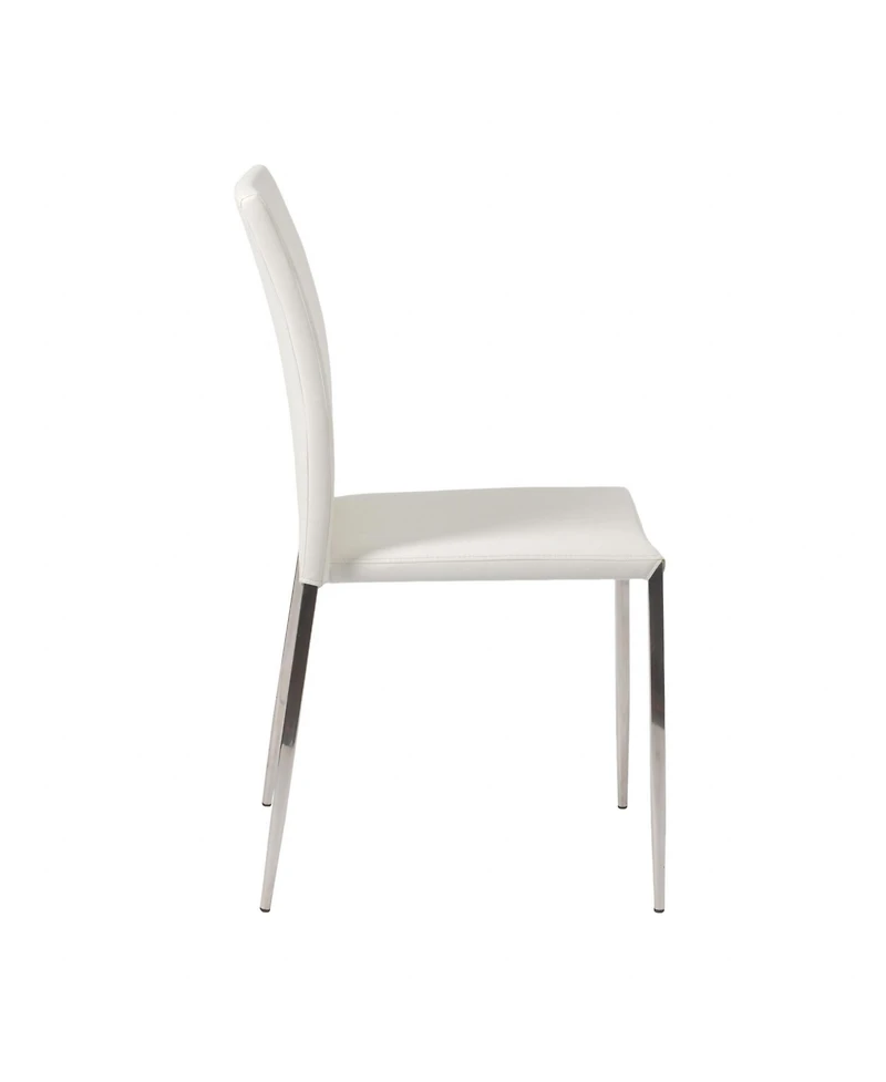 Set of 2 Faux Leather Steel Stacking Chairs for Dining Room or Office Seating
