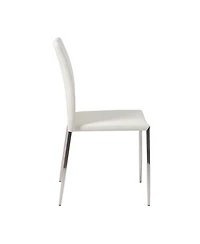 Set of 2 Faux Leather Steel Stacking Chairs for Dining Room or Office Seating