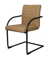 Set of 2 Faux Leather Industrial Dining Chairs for Home or Office Seating