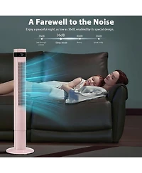Cowsar Tower Fan Portable Floor Fans 85°Oscillating Fan 43'' Quiet Cooling 12H Timer Remote Control Standing Bladeless Electric 3 Speeds Wind 3 M