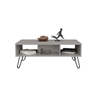 Selma Coffee Table with 4 Legs and 2 Shelves, Taupe