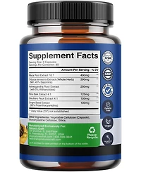 Maca Root Complex for Men | Herbal Supplement with Siberian Ginseng Ashwagandha & Black Maca Roots for Men's General Health | 60ct