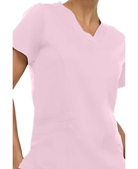Medichic Women's Eleanor 3-Pocket Stretch V-Neck Scrub Top Shocking Pink Medium
