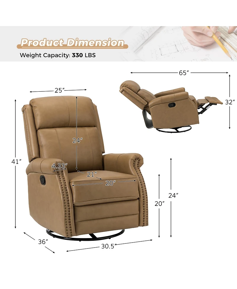 Osvaldo 30.5" Wide Genuine Leather Manual Recliner