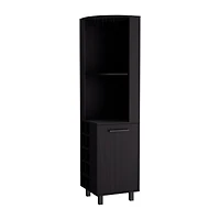 Morocco Corner Bar Single Door Cabinet Two Shelves, Ten Built-in Wine Rack, Interior Black