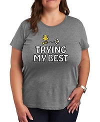 Hybrid Apparel Plus Peanuts Trying My Best Woodstock Graphic T-Shirt