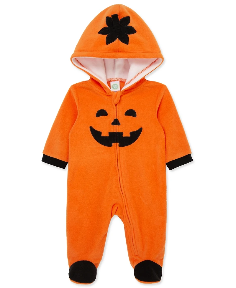 Little Me Baby Pumpkin Fleece Footed Coverall