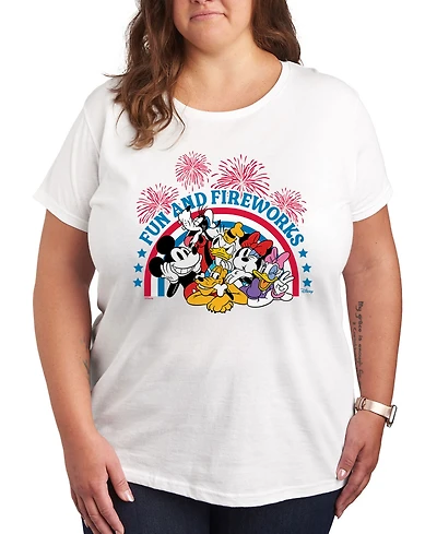 Hybrid Apparel Plus Disney Mickey Minnie Americana Fun Fireworks Graphic T-Shirt