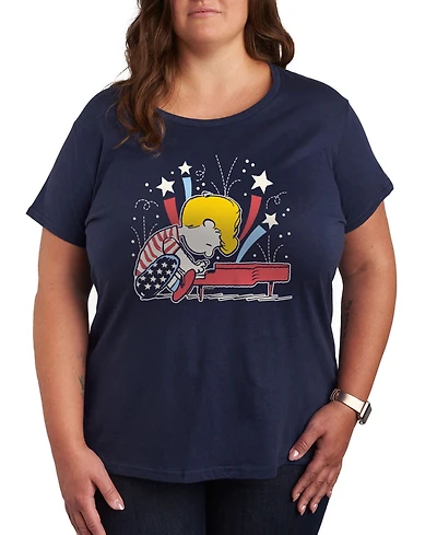 Hybrid Apparel Plus Peanuts Americana Piano Graphic T-Shirt