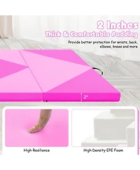 8 Feet Pu Leather Folding Gymnastics Mat with Hook and Loop Fasteners