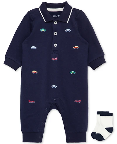 Little Me Baby Boys Cars Coverall & Socks, 2 Piece Set