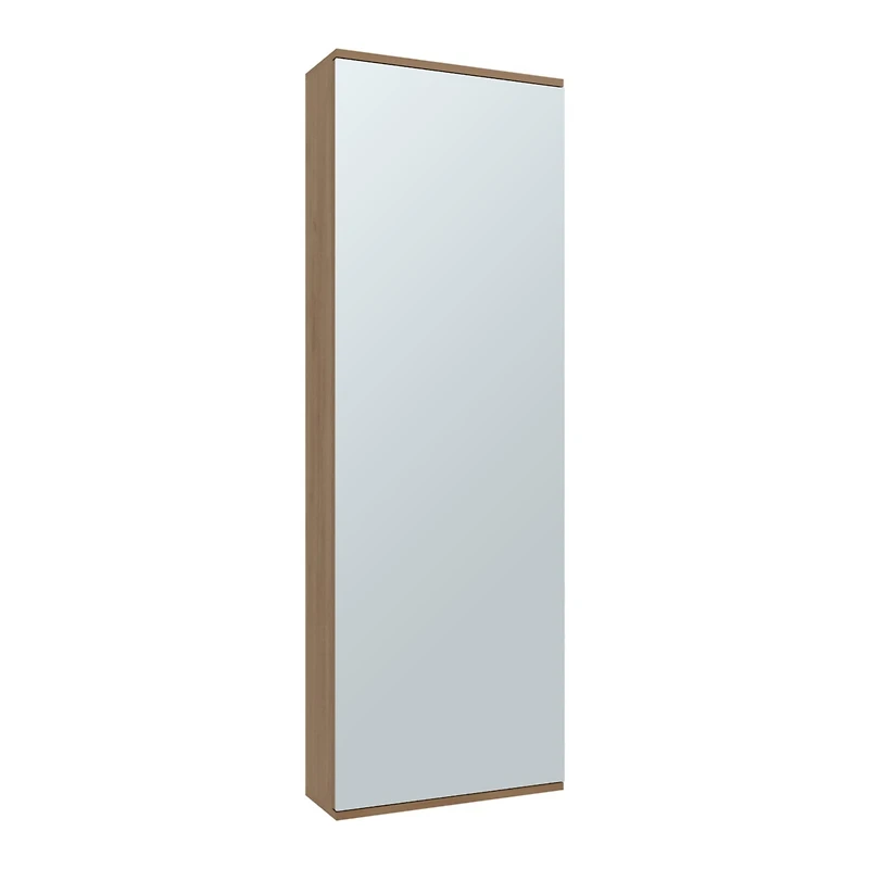 Baltimore Wall Mounted Shoe Rack, Mirror, Single Door, Ten Shoes Capacity,Natural Oak
