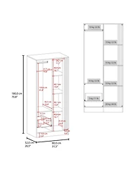 Ferndale Armoire, 1 Door, 1 Drawer, 4 Shelves, White/Natural Oak