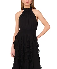 1.state Women's Smocked Cascade-Ruffle Halter Maxi Dress