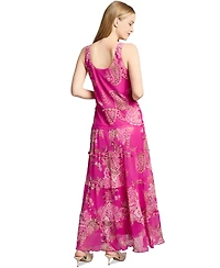 Jones New York Petite Printed Scoop-Neck Tiered Dress