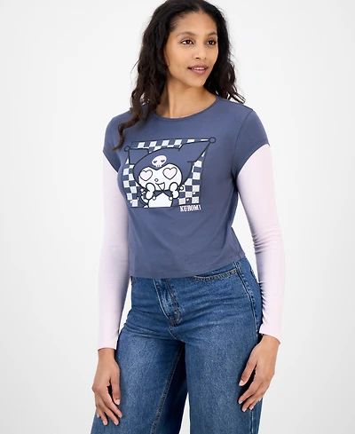 Grayson Threads, The Label Juniors' Kuromi Long Sleeve Layered Tee