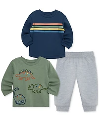 Little Me Baby Boys Dino T-Shirts & Jogger Pants, 3 Piece Set