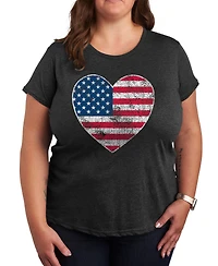 Hybrid Apparel Plus Americana Heart Flag Graphic Crew Neck T-Shirt