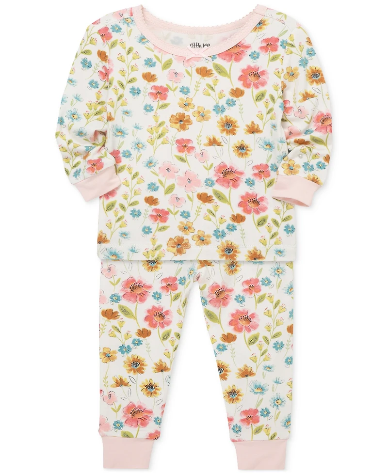Little Me Baby Girls Floral Pajamas, 4 Piece Set