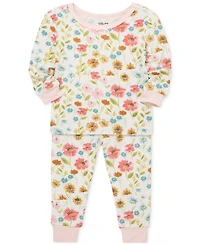 Little Me Baby Girls Floral Pajamas, 4 Piece Set