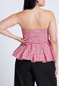 Eloquii Women's Gingham Peplum Top