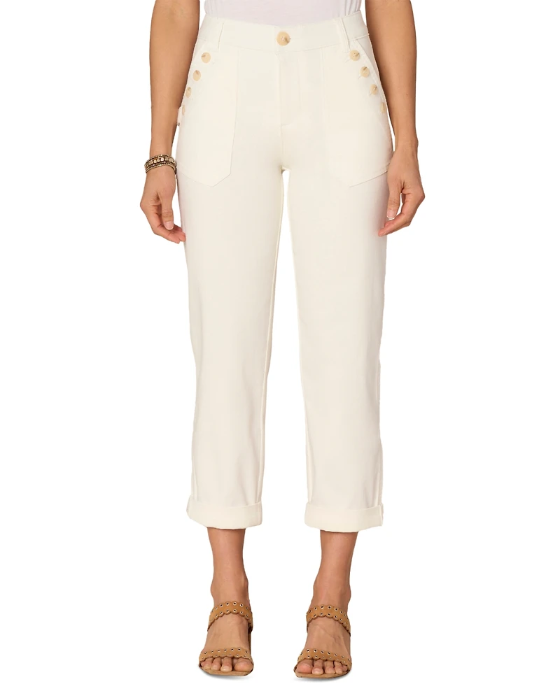 Democracy Petite High-Rise Roll-Cuff Carpenter Pants