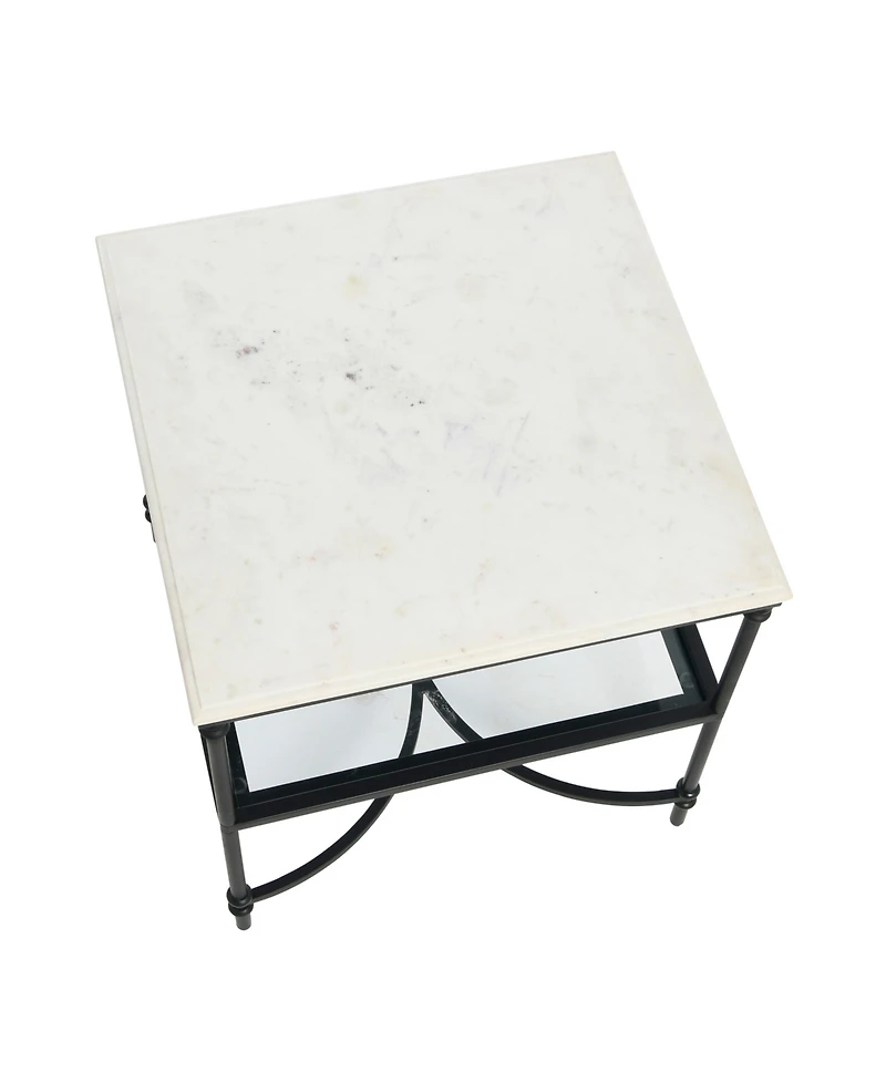 Creative Co-op 24" Marble and Metal Libertine Genuine Ogee Edge Square End Table