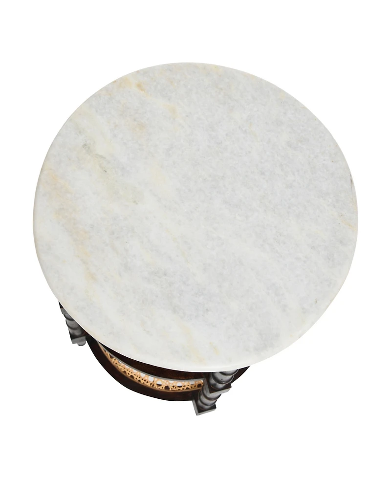 Creative Co-op 17.7" Solid Wood Natural Cane Round End Table