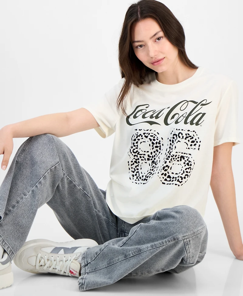 Love Tribe Juniors' Coca-Cola Leopard 86 Graphic T-Shirt