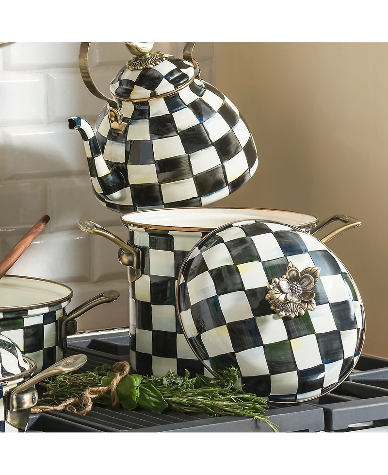 MacKenzie-Childs Courtly Check 7-Quart Enameled Stockpot