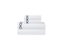 Superior Chain Links Cotton Embroidered Deep Pocket Bed Sheet Set, Twin
