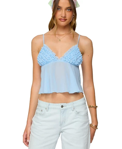 Edikted Women's Ruffle Sheer Chiffon Babydoll Tank Top
