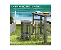 6-Piece Hdpe Plastic Outdoor Patio Rectangle Bar Height Bistro Dining Set in Gray