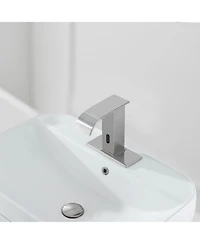 Battery Powered Touchless Single Hole Bathroom Faucet Sensor Deck Mount With Drain Kit Brushed Nickel