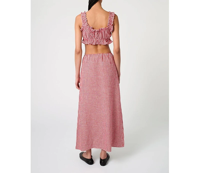 WeWoreWhat Women's Ruffle Button Up Crop Top