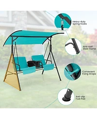 Porch Swing Chair with Adjustable Canopy