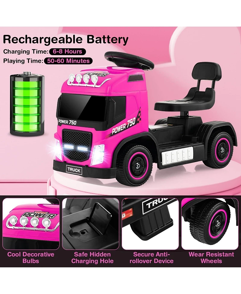 6V Kids Electric Ride-on Truck with Height Adjustable Seat