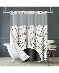 Americanflat 72x75 Hookless Shower Curtain - Abstract Black Bronze Shower Curtain with Sheer Panel, Snap-In Liner, and Grommets - 100% Polyester