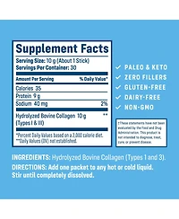 NativePath Collagen Peptides Protein Stick Packs - Hydrolyzed Type 1 & 3 Collagen Powder for Skin, Hair, Nails - 30 Servings