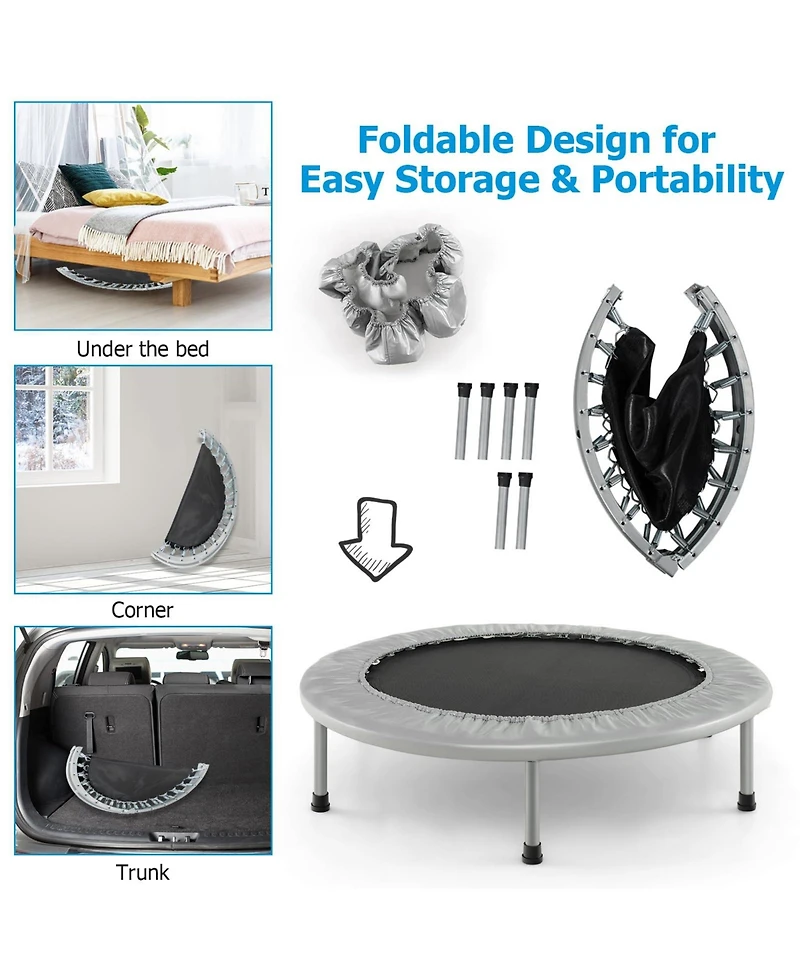 36 Inch Mini Folding Trampoline Portable Recreational Fitness Rebounder