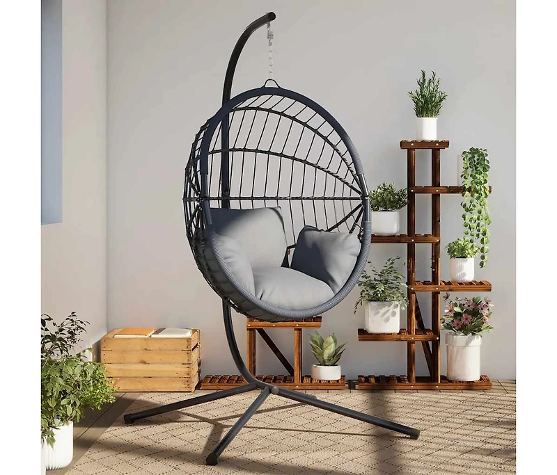 Hanging Egg Chair Stand without Basket Anthracite Steel