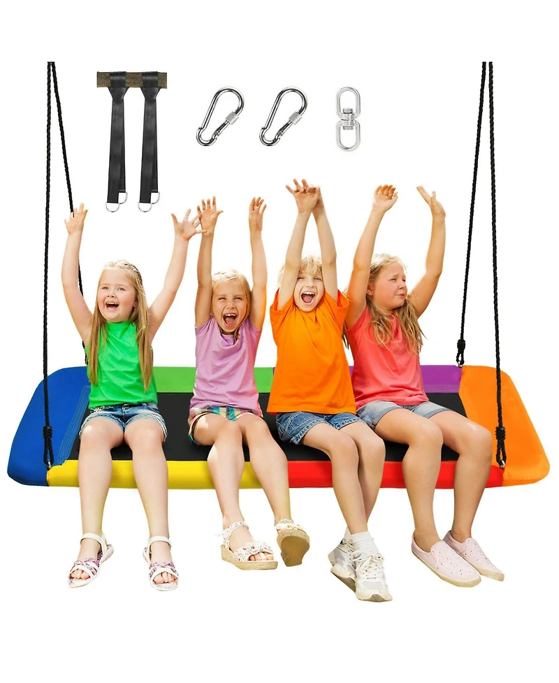 60 Inches Platform Tree Swing Outdoor with 2 Hanging Straps