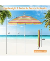 Gymax 6.5 Ft Patio Portable Beach Adjustable Umbrella