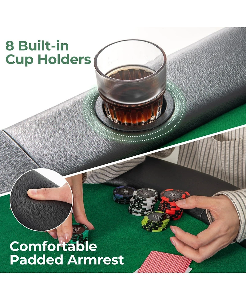 8 Players Texas Holdem Foldable Poker Table
