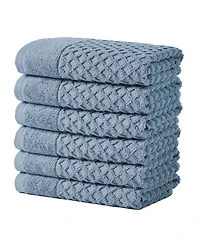 Linery & Co. Quick-Drying Cotton Diamond Waffle Textured 6-Piece Hand Towel Set
