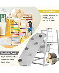8-in-1 Wooden Jungle Gym Playset with Slide and Monkey Bars