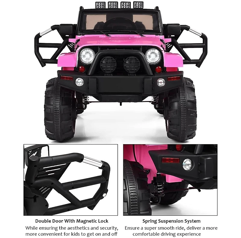 12V Electric Ride On Truck with Parental Remote Control and Led Lights